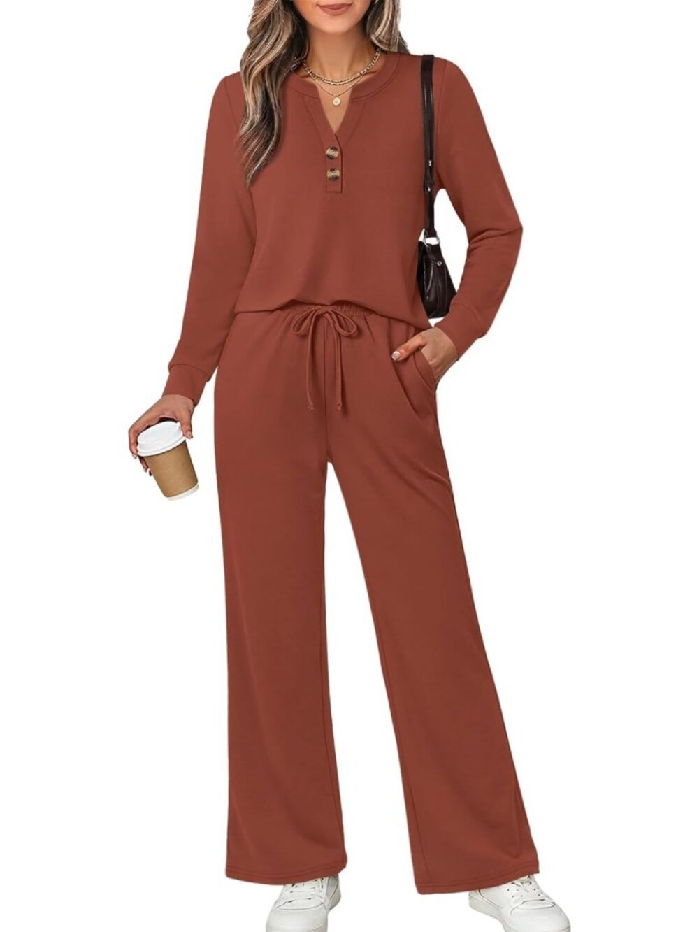 Cozy Two-Piece Lounge Set for Women - Fall Travel, Airport, Vacation Outfit